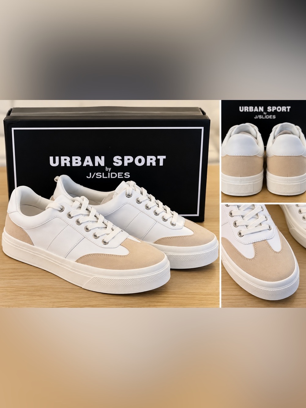 J/SLIDES Women’s White & Beige Low-Top Sneakers